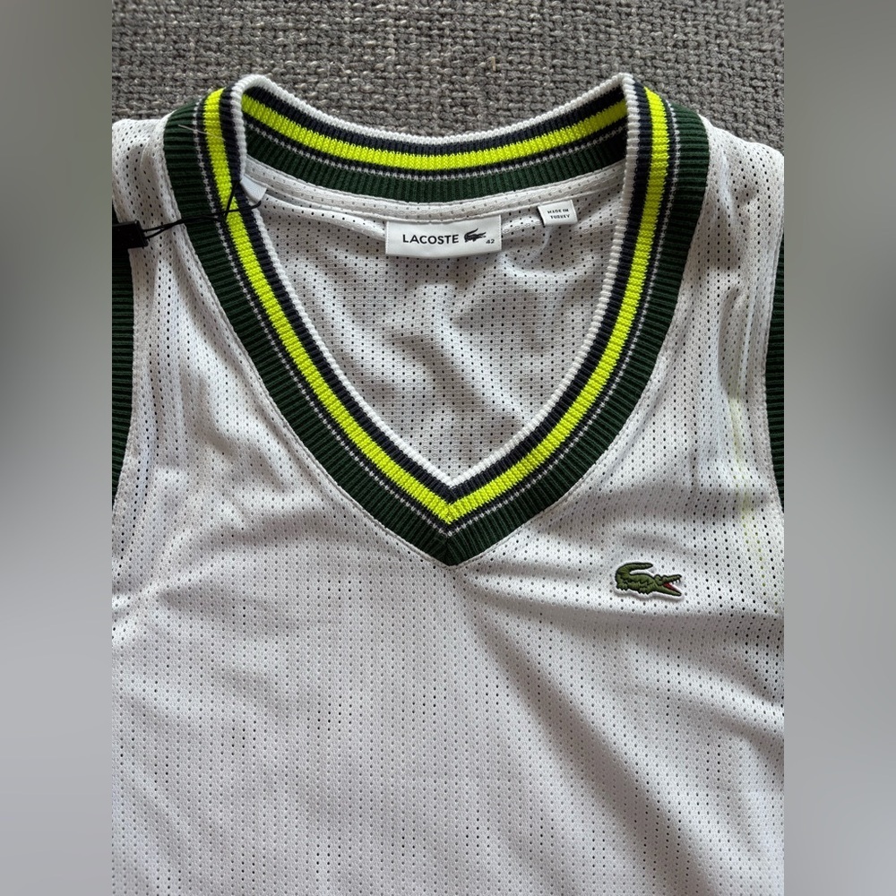 Lacoste Women’s Mesh V-Neck Tank Top | Size 42 (L) | NWT - Picture 10 of 15